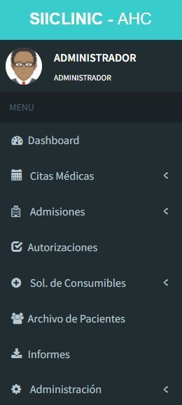AHC · Dashboard · Citas · Admisiones · Autorizaciones